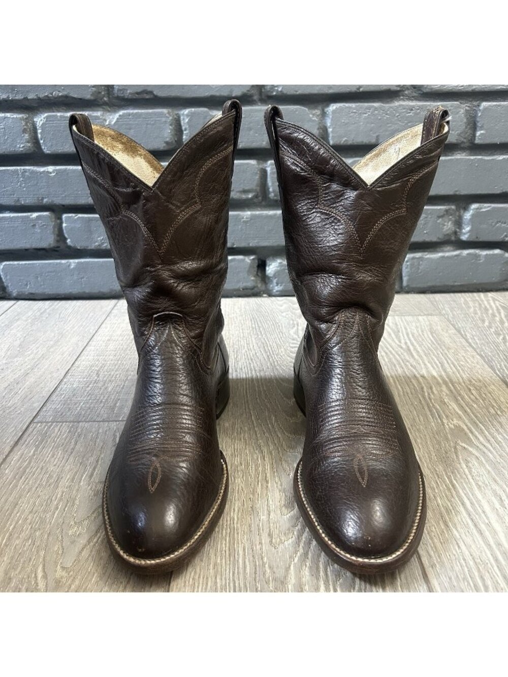 Cowtown Vintage Western Brown Roper Cowboy Boots Mens 10.5 EE